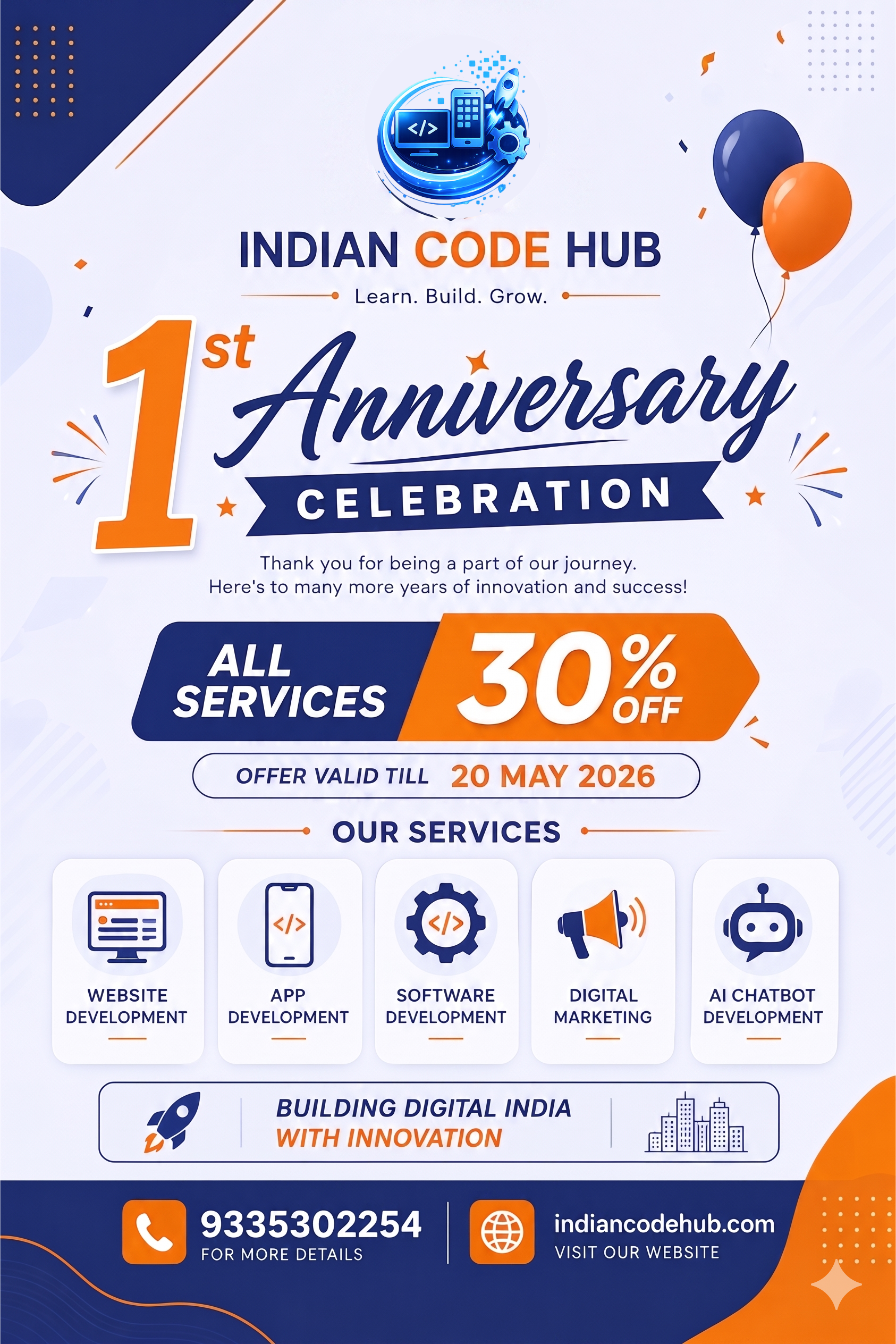 Indian Code Hub 1st Anniversary Offer